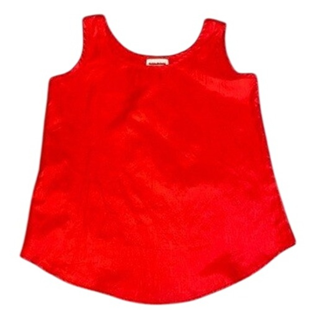 Judy Bond Vintage Red Sleeveless Shell Blouse Scoop Neck High Low Hem Size 8